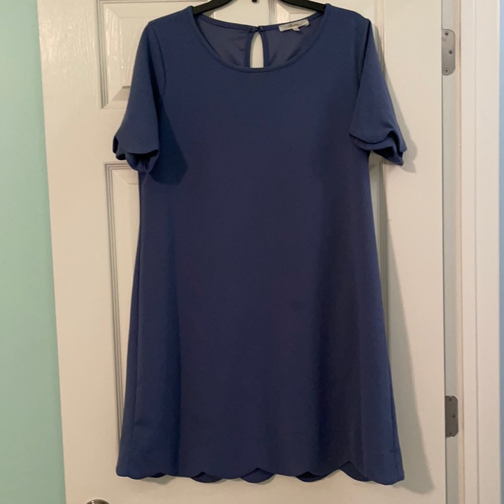 Blue scallop- edge a line dress, Andre by Unit brand, size large